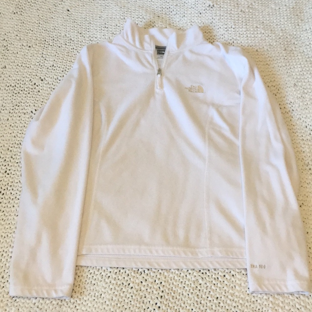 White ladies North Face half zip jacket